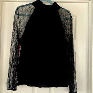 Catherine - Catherine Malandrino black blouse with lace sleeves